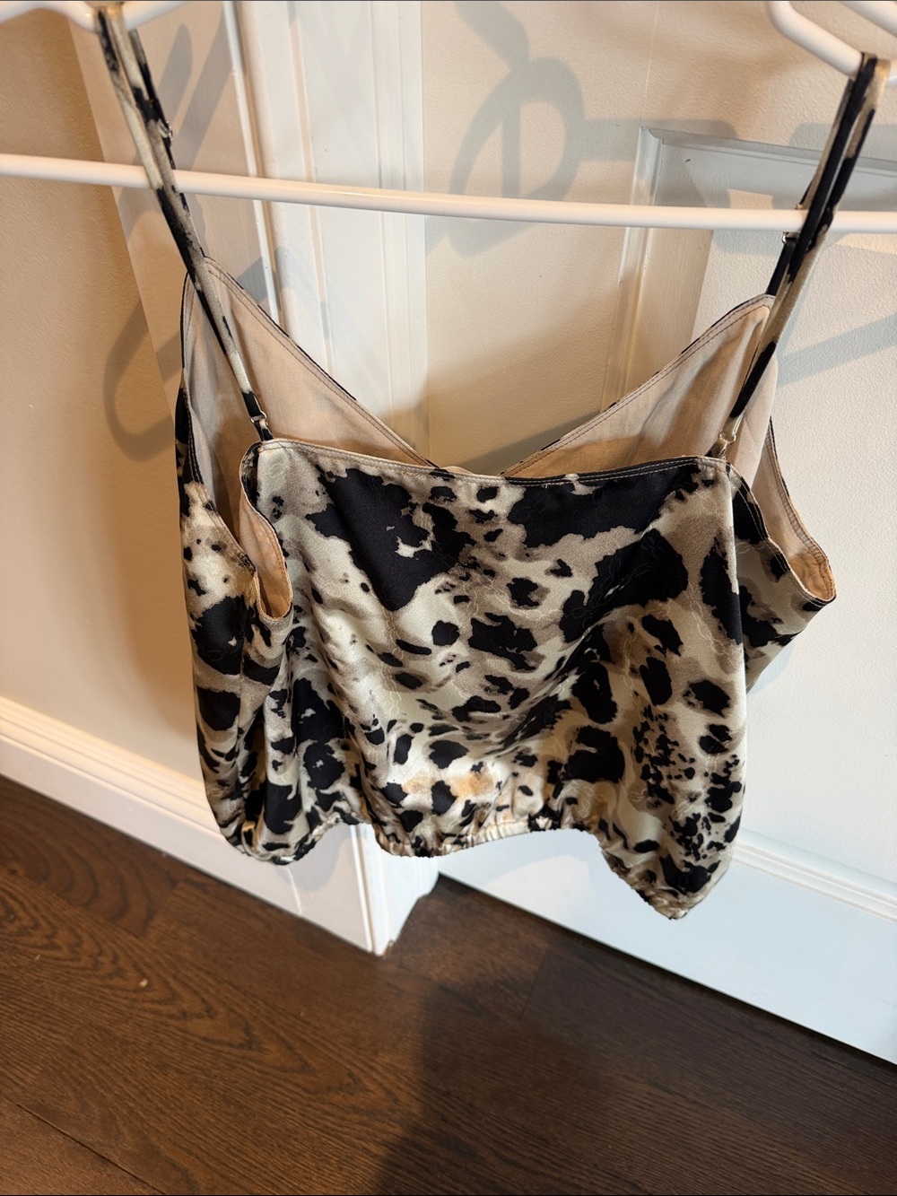Black & Cream Animal-Print Satin Cami - Picture 2 of 3